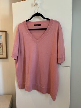 NWOT Merokeety Pink V-Neck Short Sleeve Sweater XXL